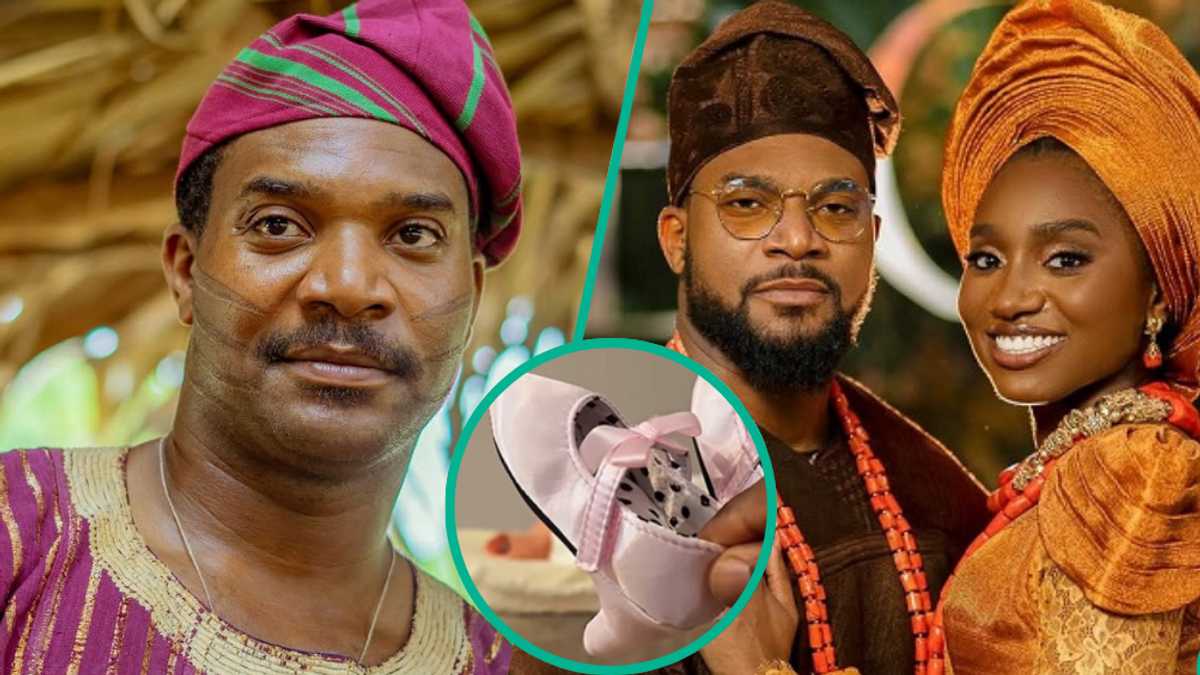 Actor Kunle Remi Cries Out, Shows High-Heel Shoes Wife Bought for Their Baby, Wonder: “I Am Scared”